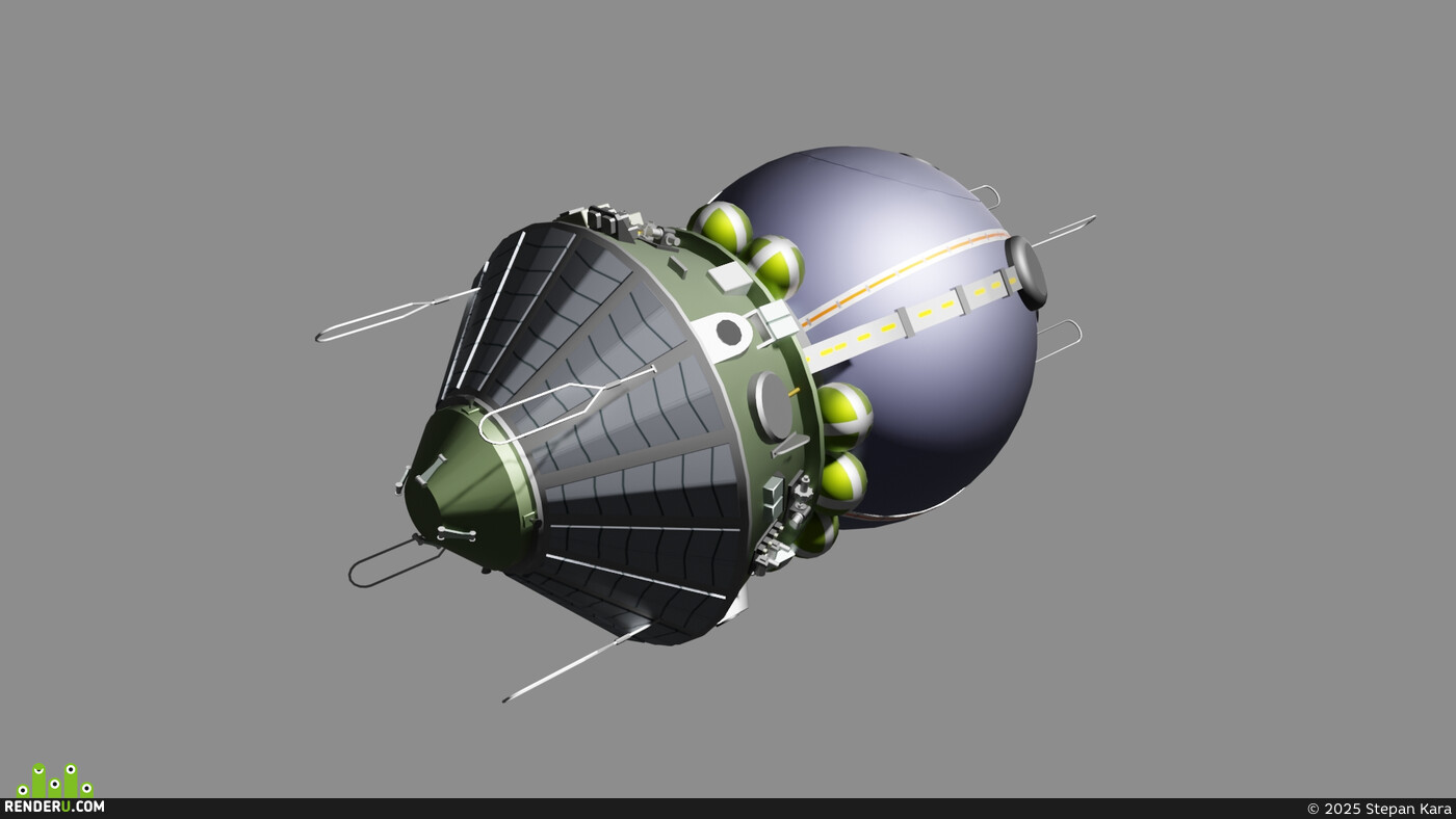 Stepan Kara (Ivan Makarevich Sidorov). Vostok-1, Yuri Gagarin's spaceship.