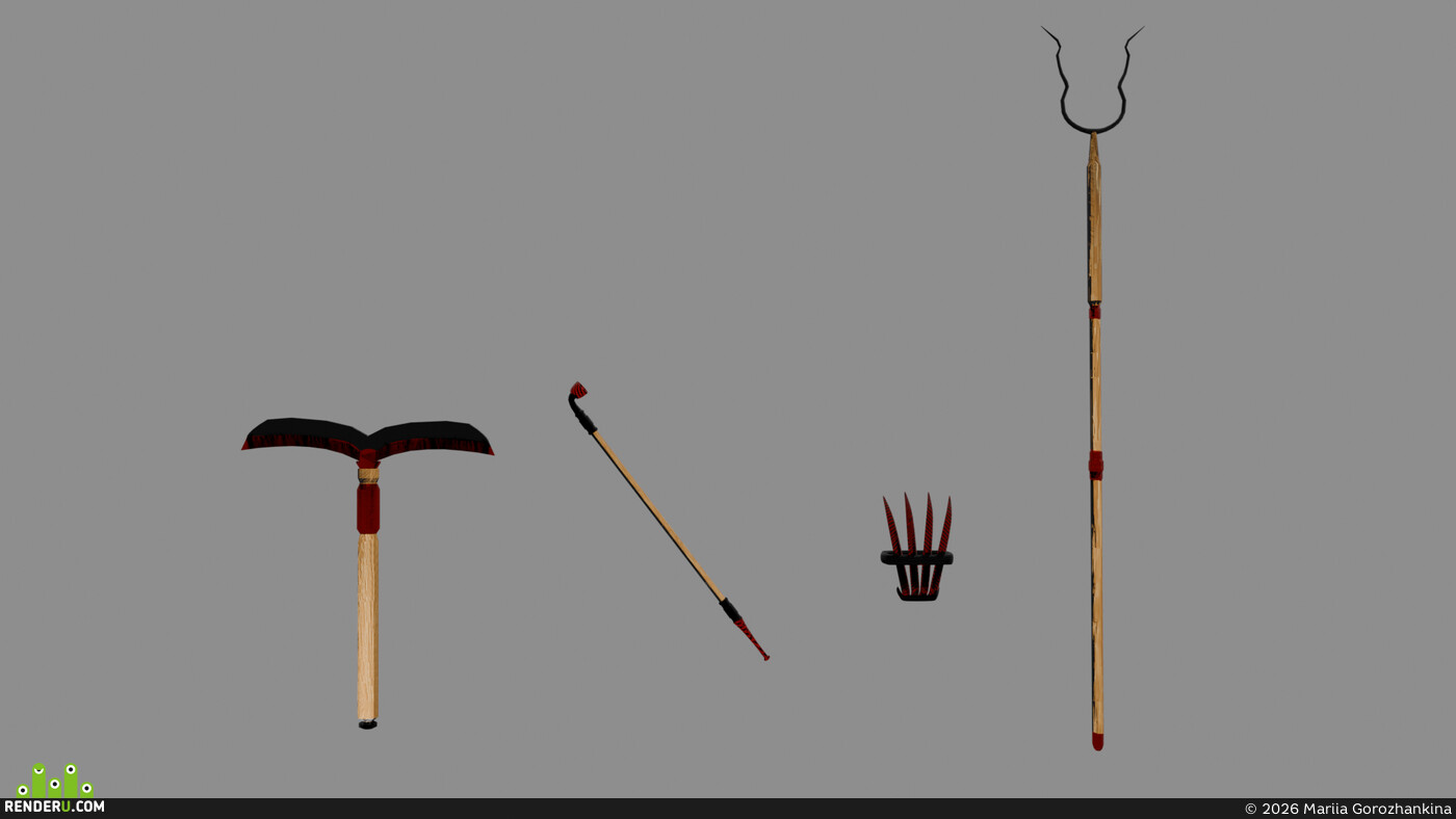 Mariia Gorozhankina. Dwarf and Carbon Ninja Weapon Set