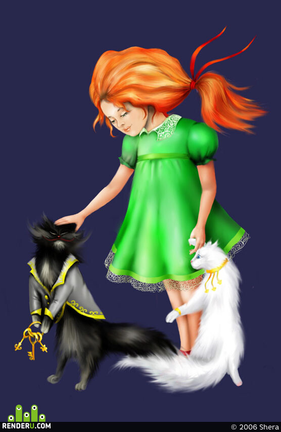Shera. Devochka i koshki