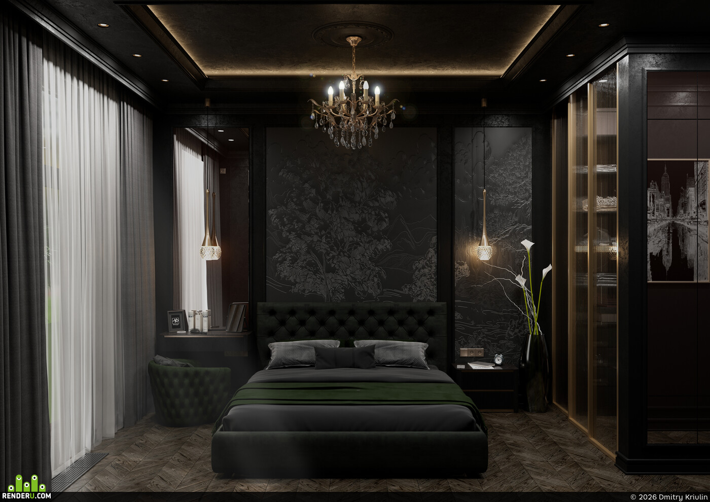Dmitry Kriulin. Black bedroom
