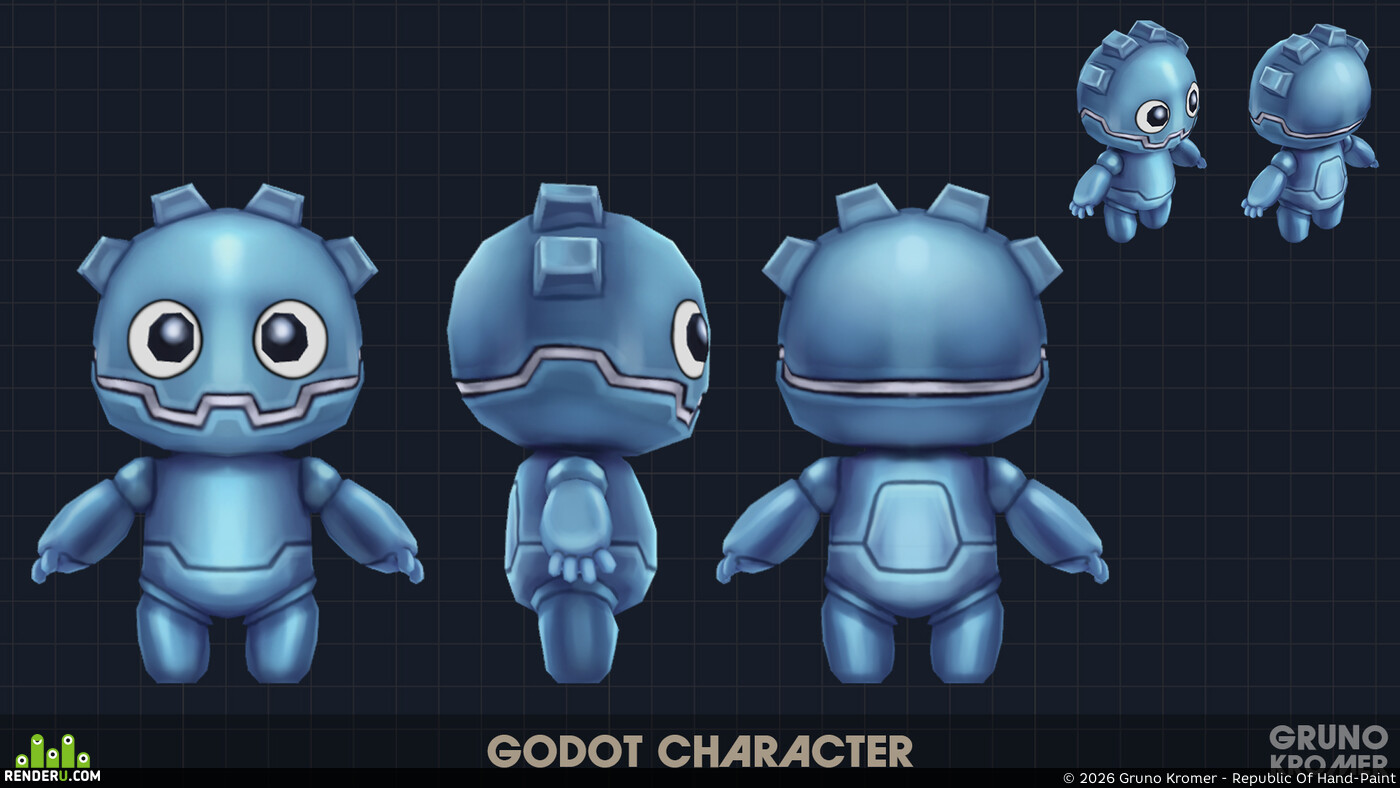 Gruno Kromer - Republic Of Hand-Paint. Hand-Painted Godot Character 3D Model