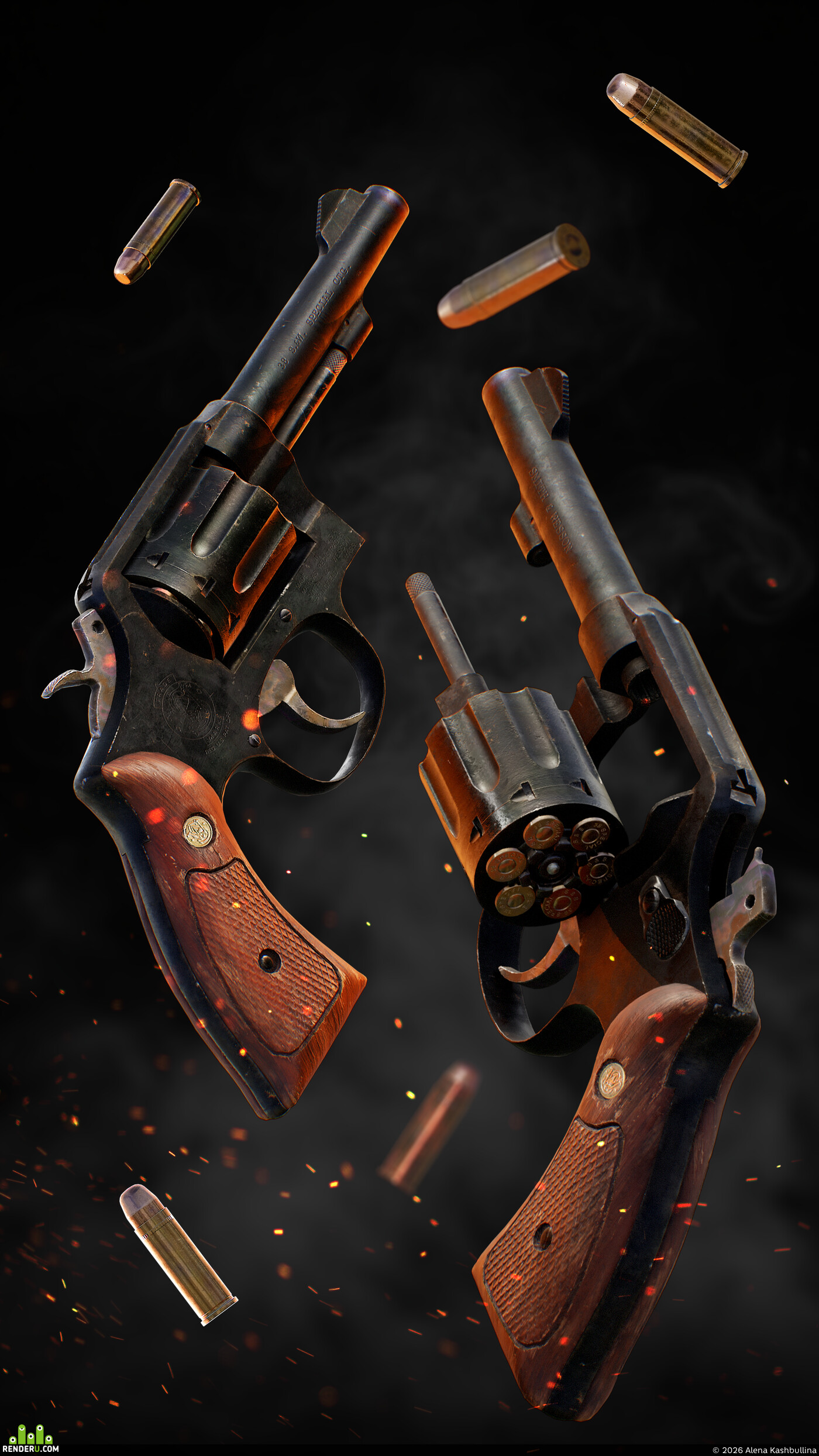Alena Kashbullina. Revolver Smith & Wesson 38 Special
