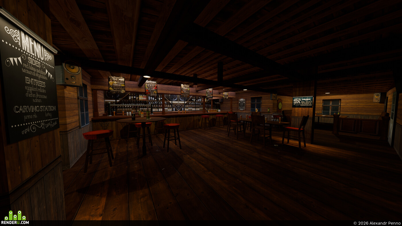 Alexandr Penno. The interior of an American country bar