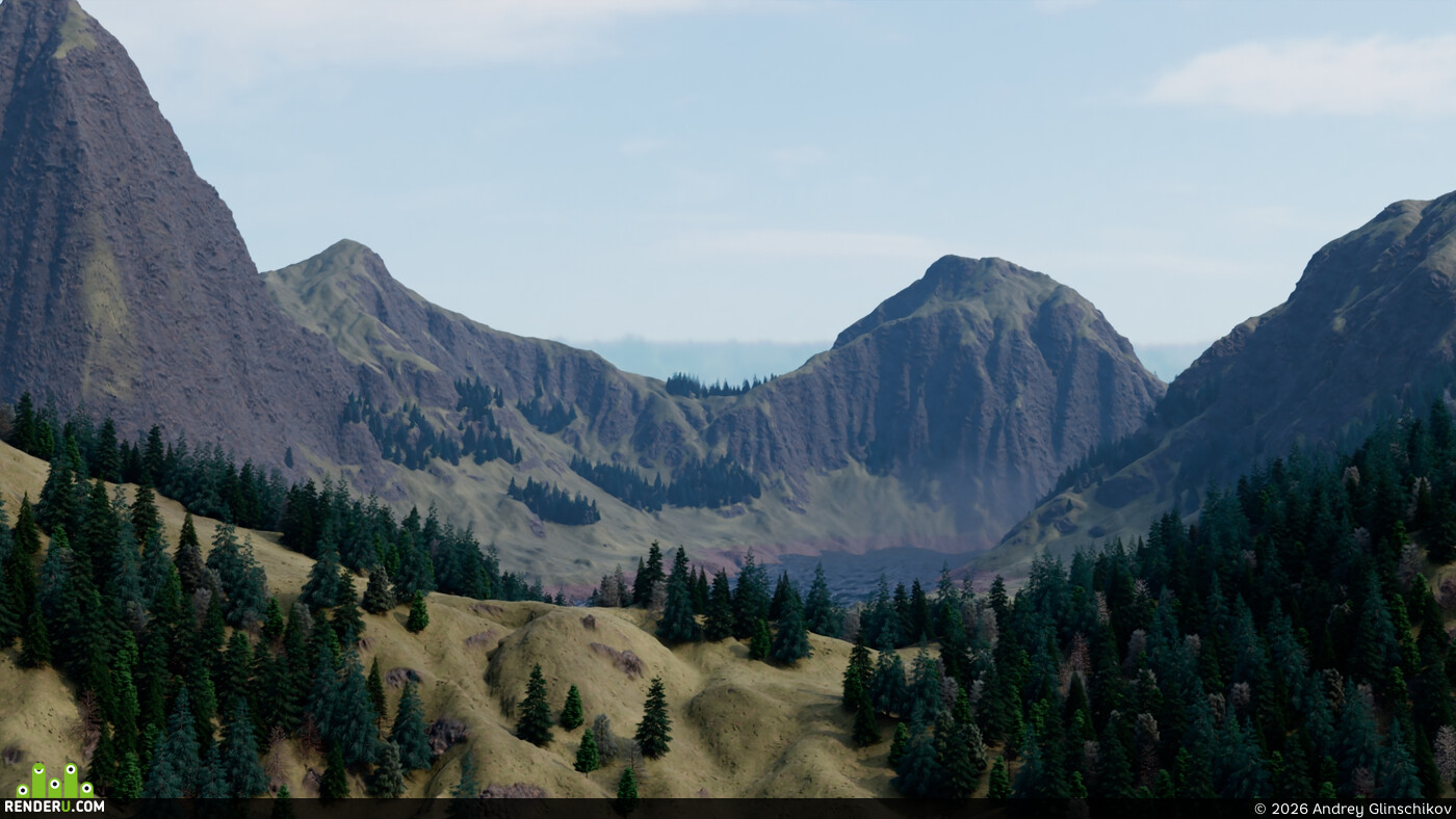 Andrey Glinschikov. Environment in Houdini with heightfield in COP.