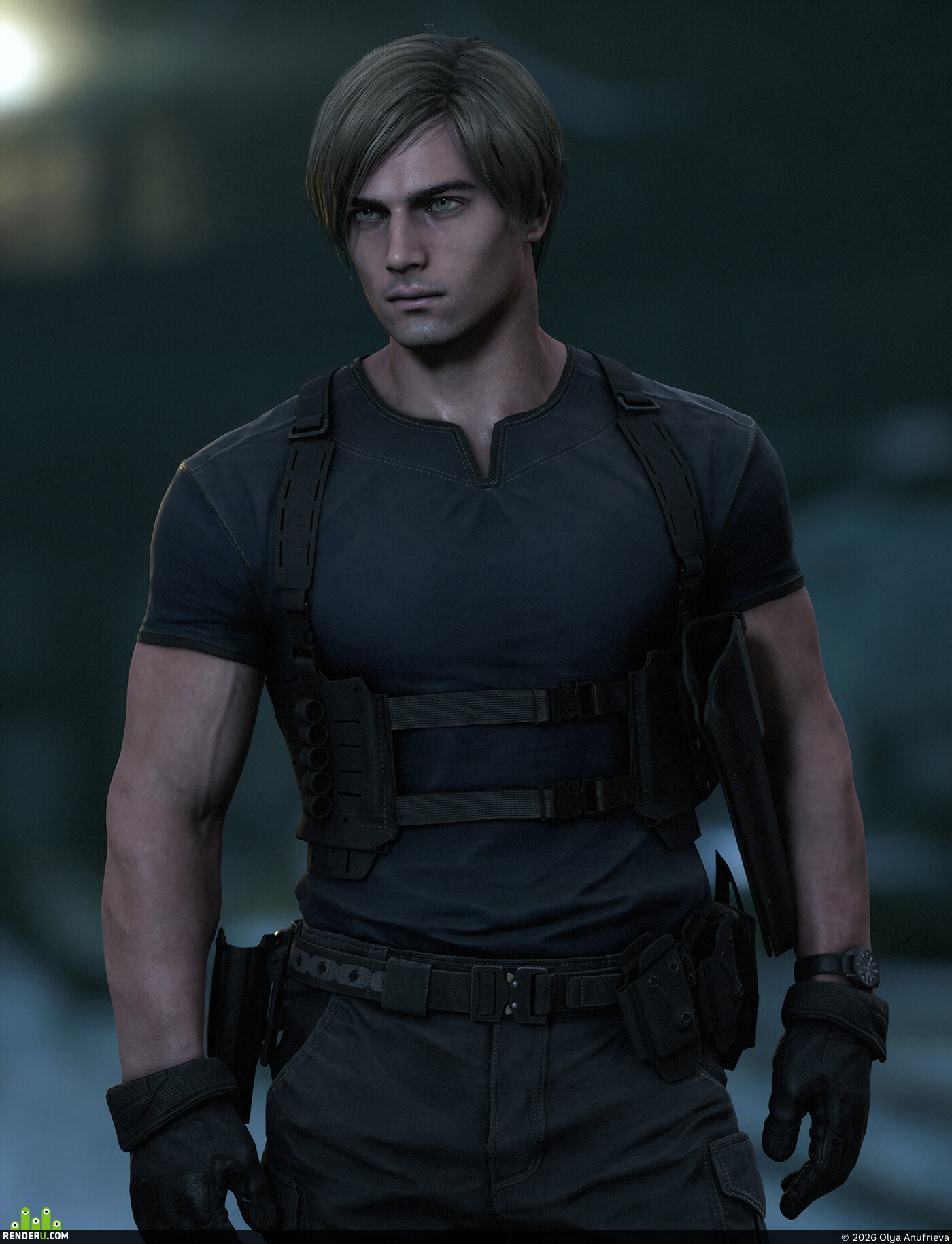 Olya Anufrieva (He77ga). Leon S. Kennedy (fan art)