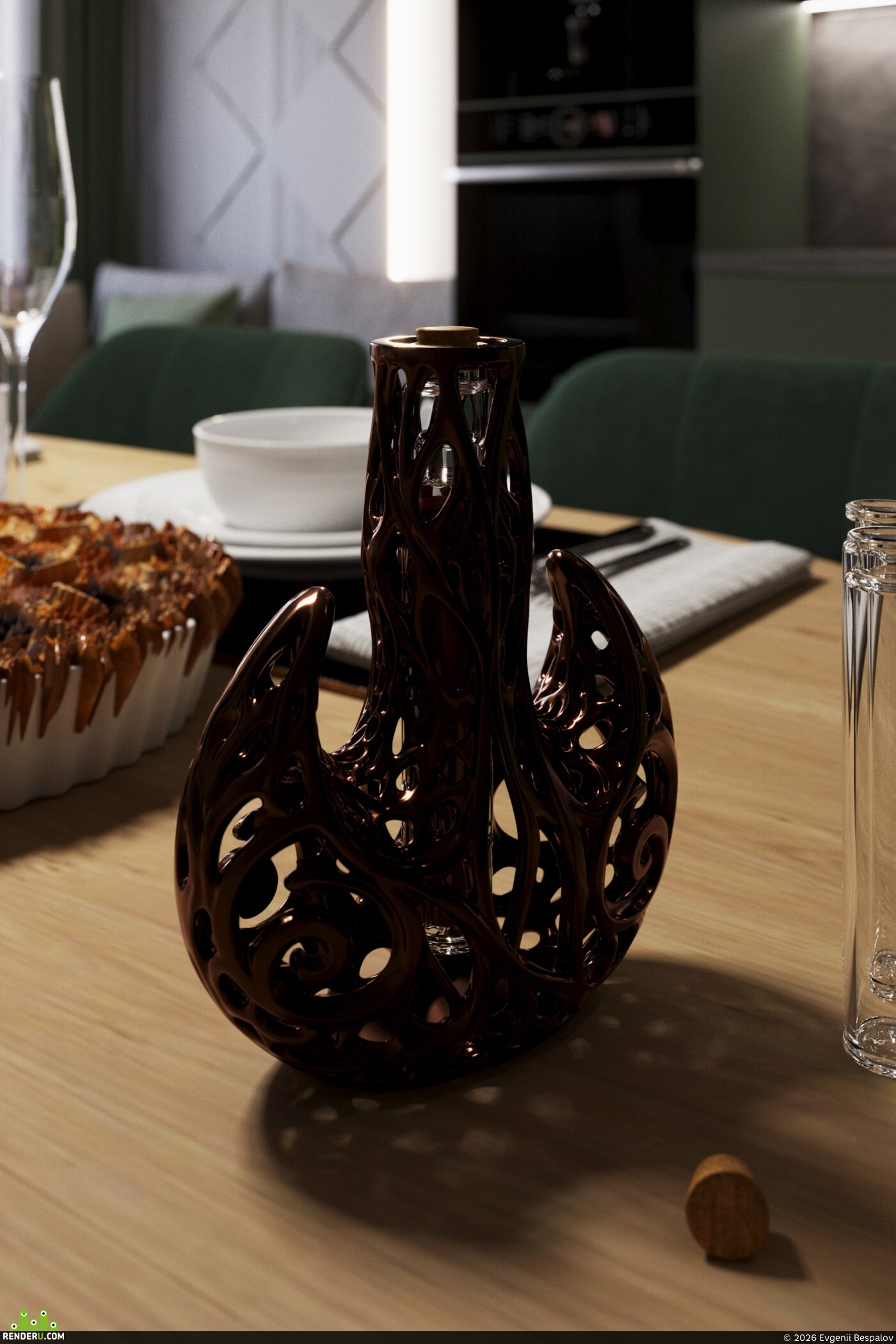 Evgenii Bespalov. A bionical‑shaped stand for a jar to hold toppings