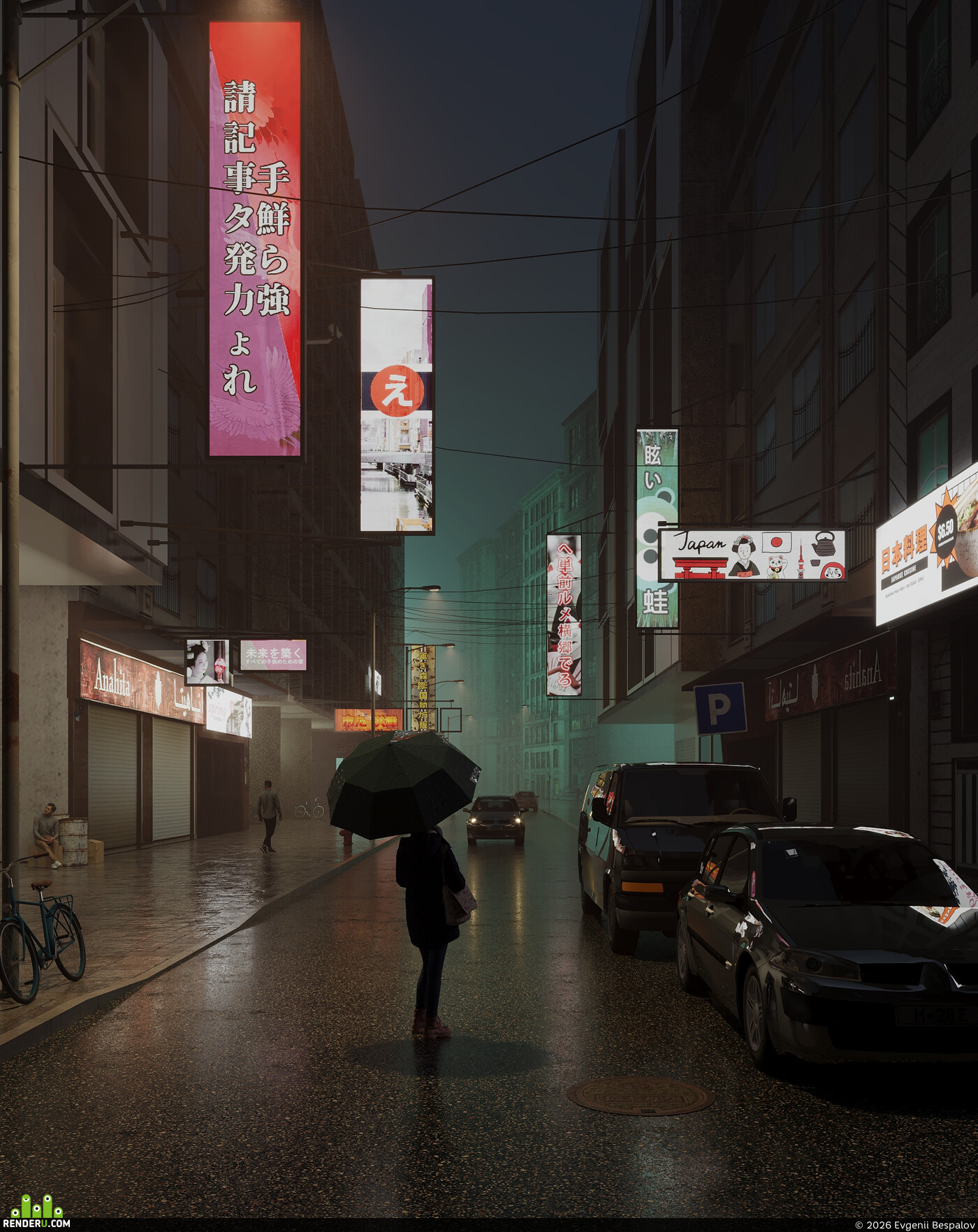 Evgenii Bespalov. Visualization based on the Night Tokyo reference