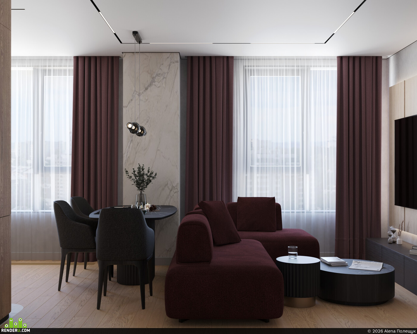 Alena Полещук. Lounge Area Interior Visualization