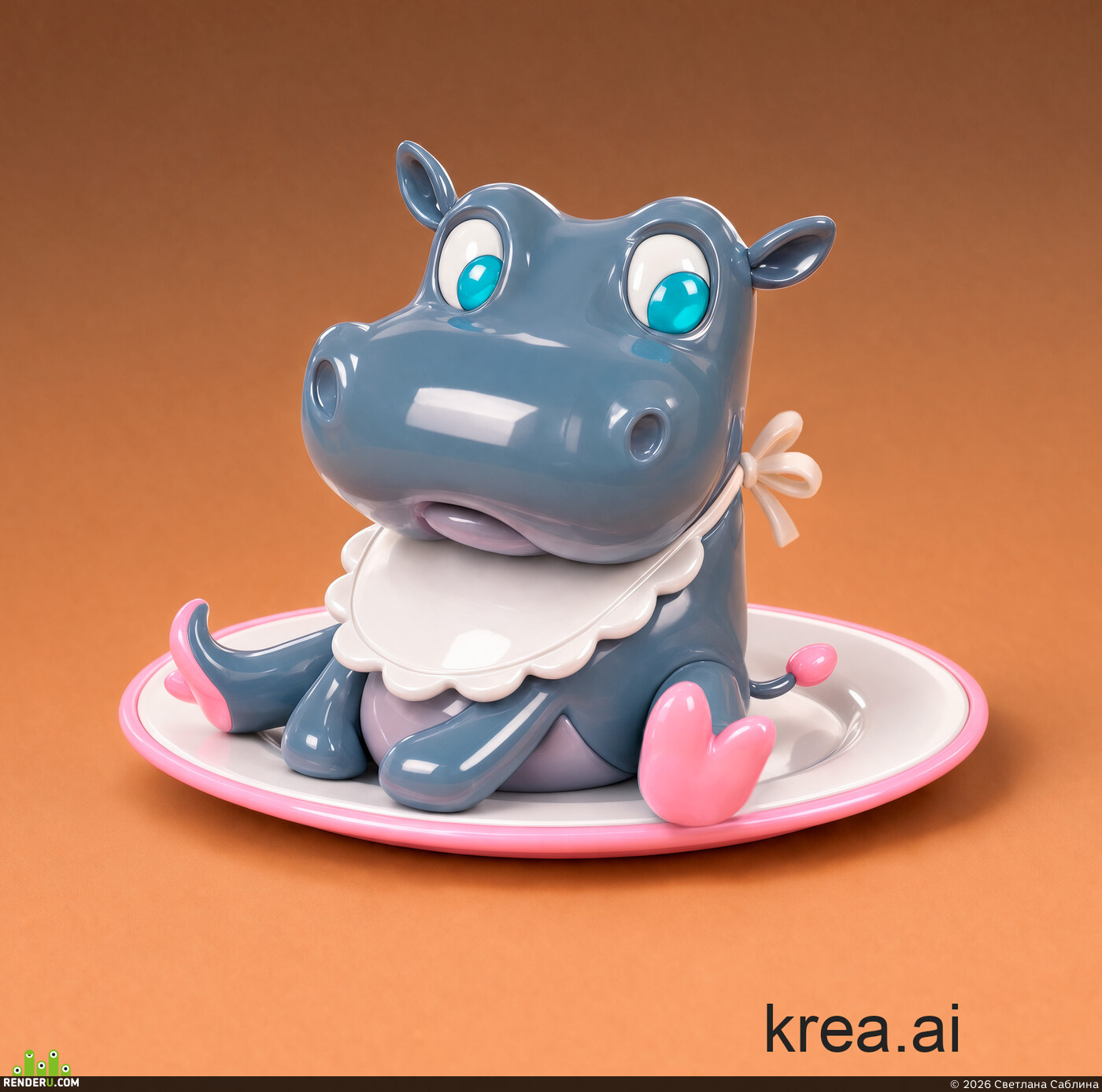 Светлана Саблина. Cute Hippo Character Design