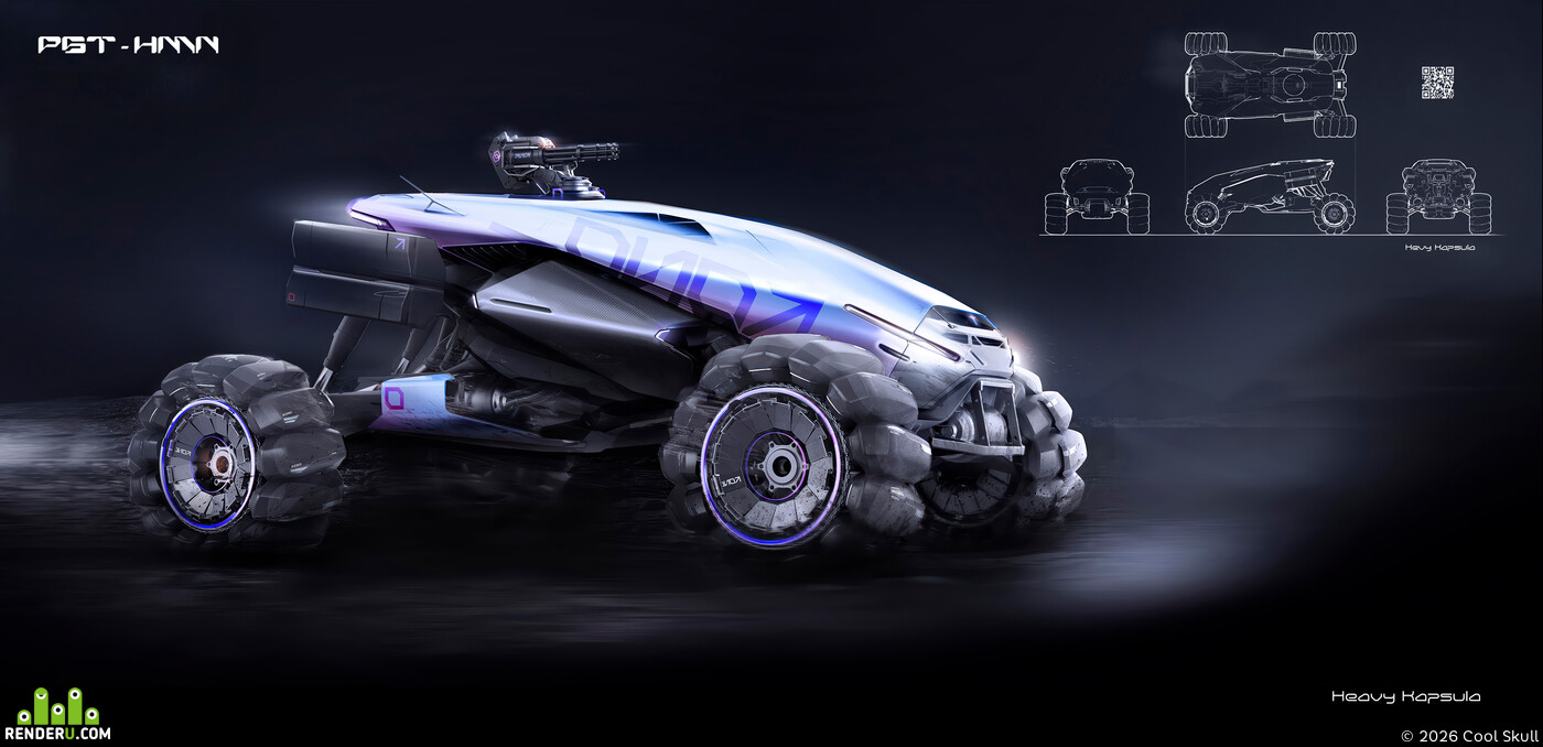 Cool Skull (dmitrikononovich). KINK / Heavy Kapsula / Sci-Fi Combat Vehicle Concept