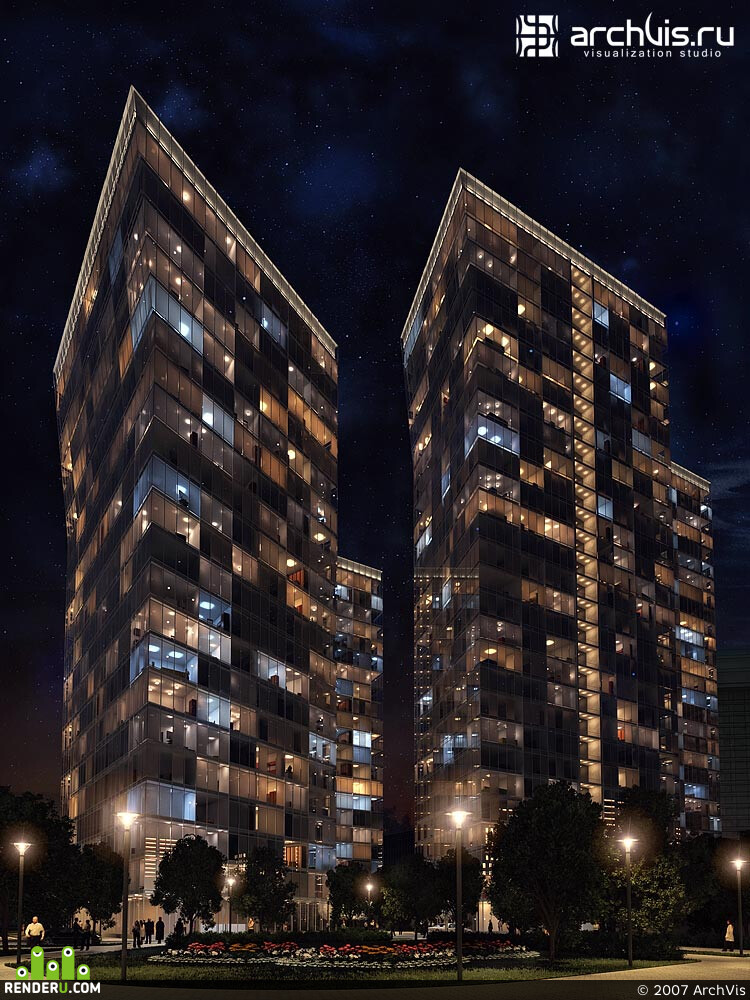 ArchVis. Jiloy kompleks na ul. Myitnaya, noch