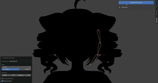 Free Hair Bone Generator add-on rigs a hair strand from a single selected vertex
