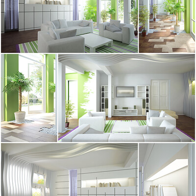 White-green living room