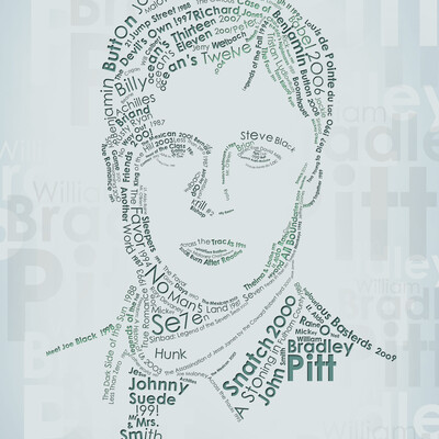 Typographic portrait of Brad Pitt