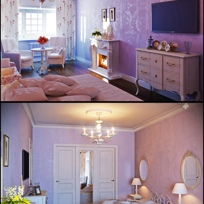 bedroom in the style of Provence
