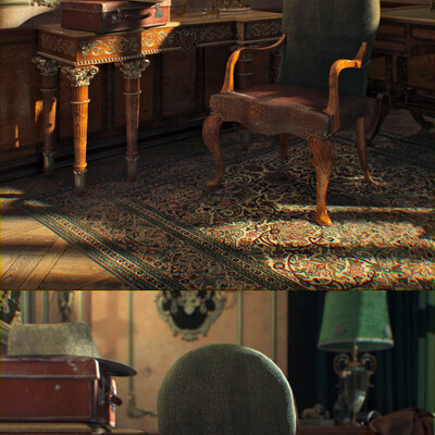 "Chippendale" armchair with croc leaner and welwet