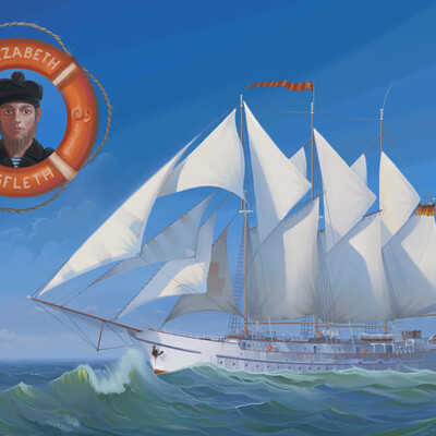 Three-masted gaff schooner