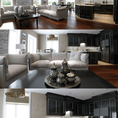 livng room + kitchen