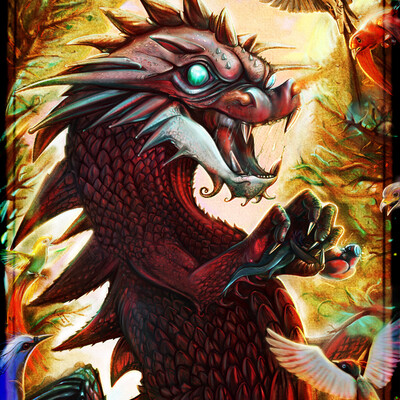 Dragon vs.birds of paradise