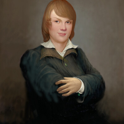 Portrait of young man with an emerald stud.