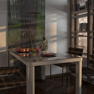The table in the kitchen