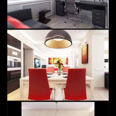Apartment with red accents