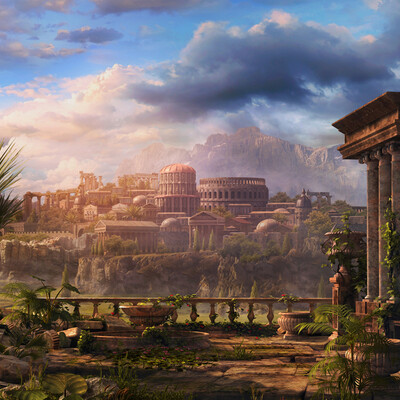 Landscape with ruins