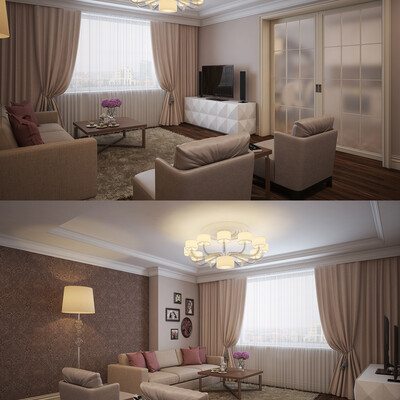 Living room and kitchen