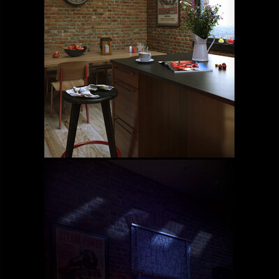Kitchen with brick