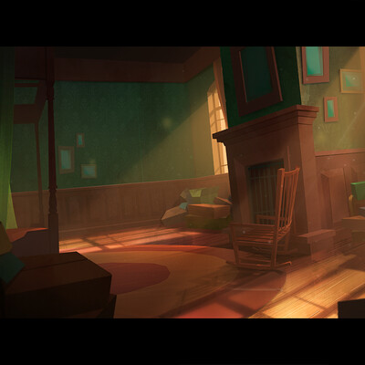 Room with fireplace