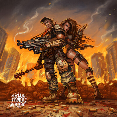 Couple after fight with the zombie