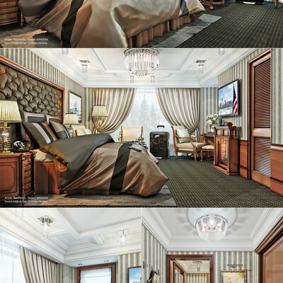 Hotel room with fireplace