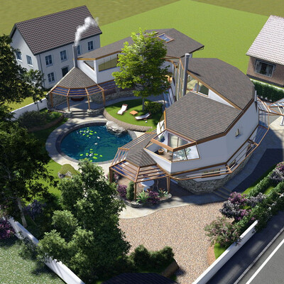 Visualization of three-leveled house in Peterhof