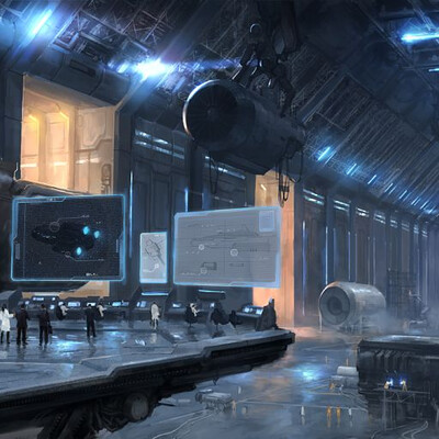 spaceship research hangar