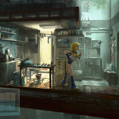 Cyberpunk. Otaku Place, kitchen.