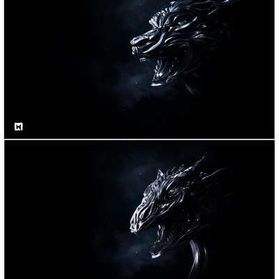 Wolf`s and dragon`s heads