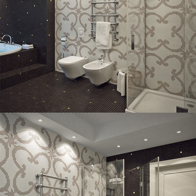 Bathroom with a round window