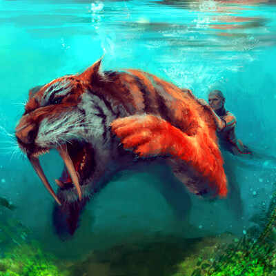 Tiger diving
