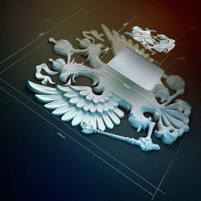3d modeling and visualization Emblem of Russia