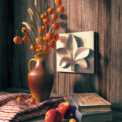 Still life with plaster rosette