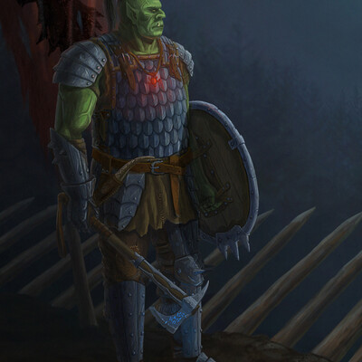 Сoncept art of orc-shieldman