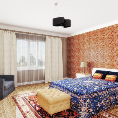 Modern bedroom with shades Marokana  tion style