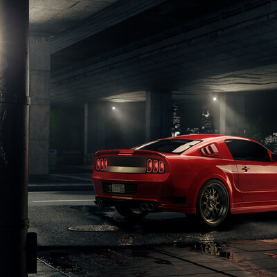 Ford Mustang At Night