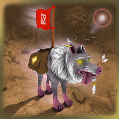 Character to play Dota2 "Courier - Dog Sniper"