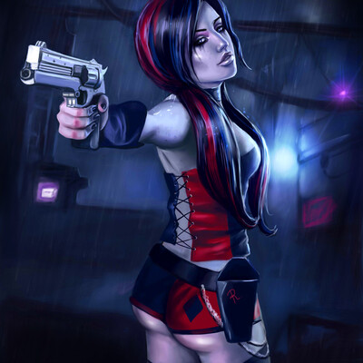 Self-portrait in image of Harley Quinn