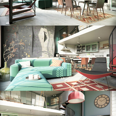 Apartment with mezzanine