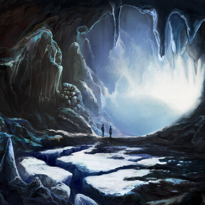 Couple in winter cave