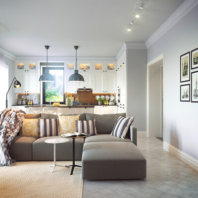 Interior visualization of a country house "Kryukovshina"