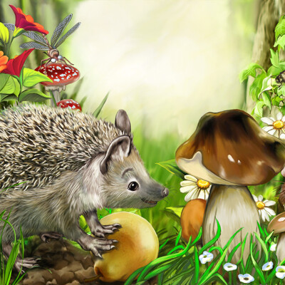 Hedgehog and wood mouse