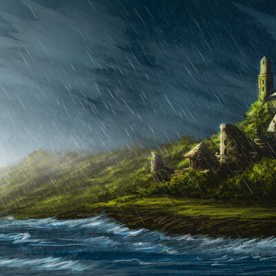 Castle in the rain
